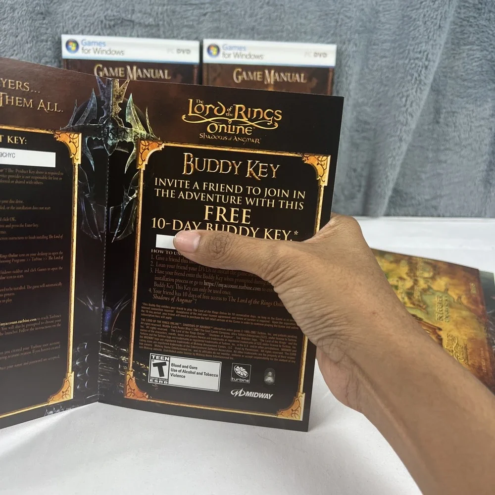 Lord of the Rings Online: Shadows of Angmar (PC, 2007) Disc 2 Only Extra Manuals